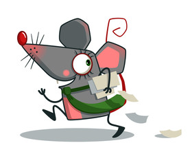 Mouse businessman running / vector