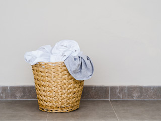 Close up full twig laundry basket
