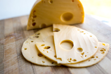  gourmet swiss cheese on eco wooden background