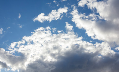 Blue sky background with clouds. Panorama