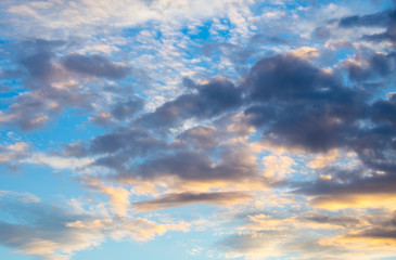Blue sky background with clouds. Panorama