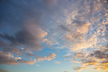 Naklejka na ściany i meble Blue sky background with clouds. Panorama