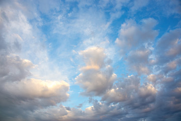 Naklejka na ściany i meble Blue sky background with clouds. Panorama