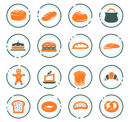 Bakery products icons set