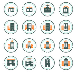 Buildings icons set