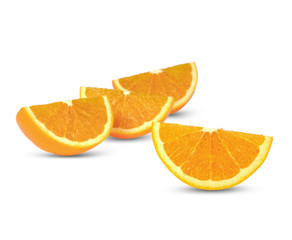 Orange fruits slice isolated on white background.