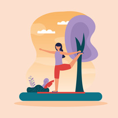 yoga outdoor flat design image