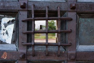  Beautiful lattice close-up. Antique forged grille