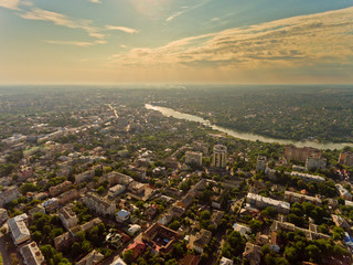 Aerial view of a European city. Vinnytsia city.