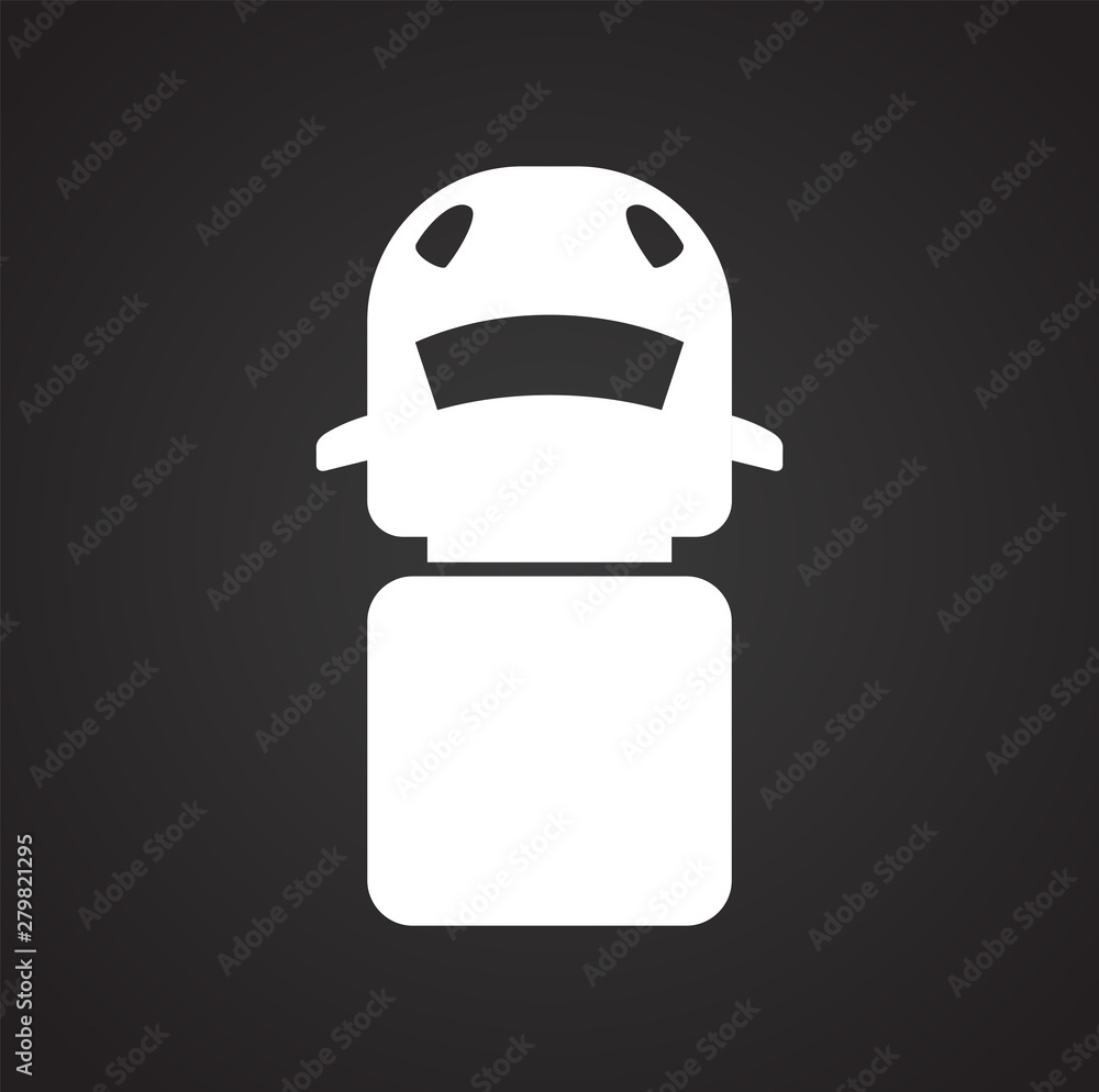 Poster car top view icon on background for graphic and web design. simple illustration. internet concept sy