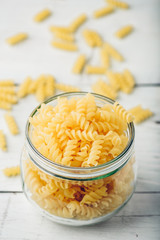 Jar of fusilli pasta