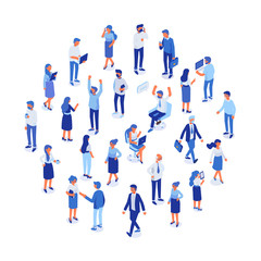 Business team. Isomeric business people vector set. Office life,  Celebration,business success. Flat vector characters isolated on white background.	