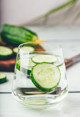 Infused water with sliced cucumber