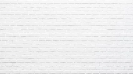 Foto op Plexiglas Bakstenen muur Witte bakstenen muur textuur achtergrond voor steen tegel blok geschilderd in grijze lichte kleur behang modern interieur en exterieur en achtergrond design