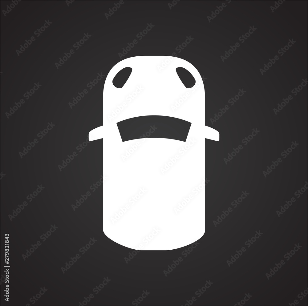 Poster car top view icon on background for graphic and web design. simple illustration. internet concept sy