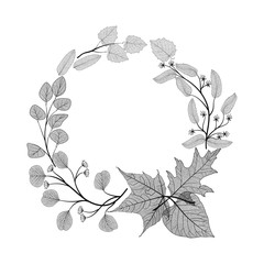 Beautiful wreath of leaves. Vector illustration.