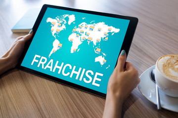 Franchise business model and marketing strategy concept.
