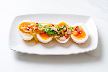 Soft Boiled Eggs Spicy Salad