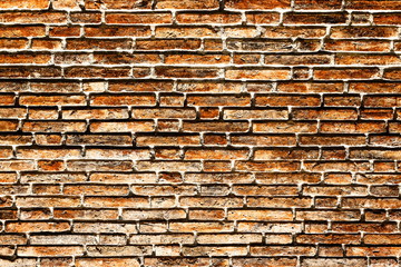 Grunge dirty orange and brown bricks wall as the abstract textured and background