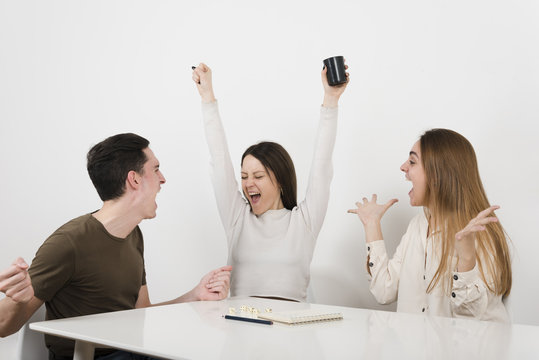 Woman winning at yahtzee game