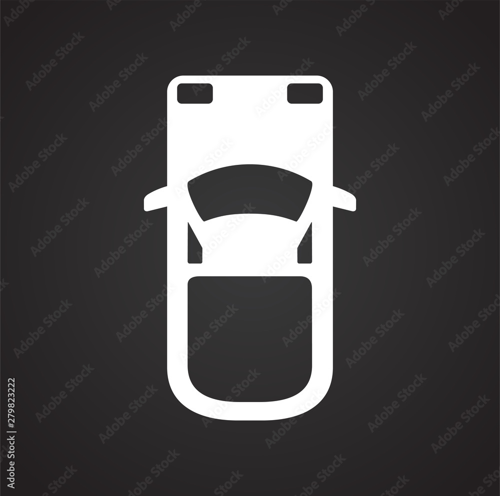 Poster car top view icon on background for graphic and web design. simple illustration. internet concept sy