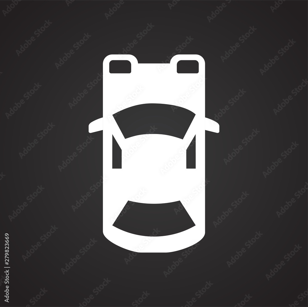 Poster car top view icon on background for graphic and web design. simple illustration. internet concept sy