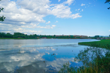landscape with lake and clouds