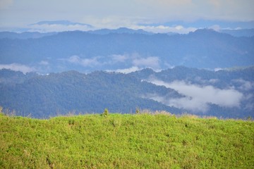 Landscape of green mountain view with Blur style : provide for insert into background base layer