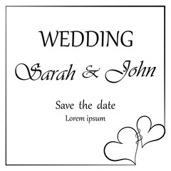 Wedding invitation, frame  isolated on white. Vector illustration. EPS 10.