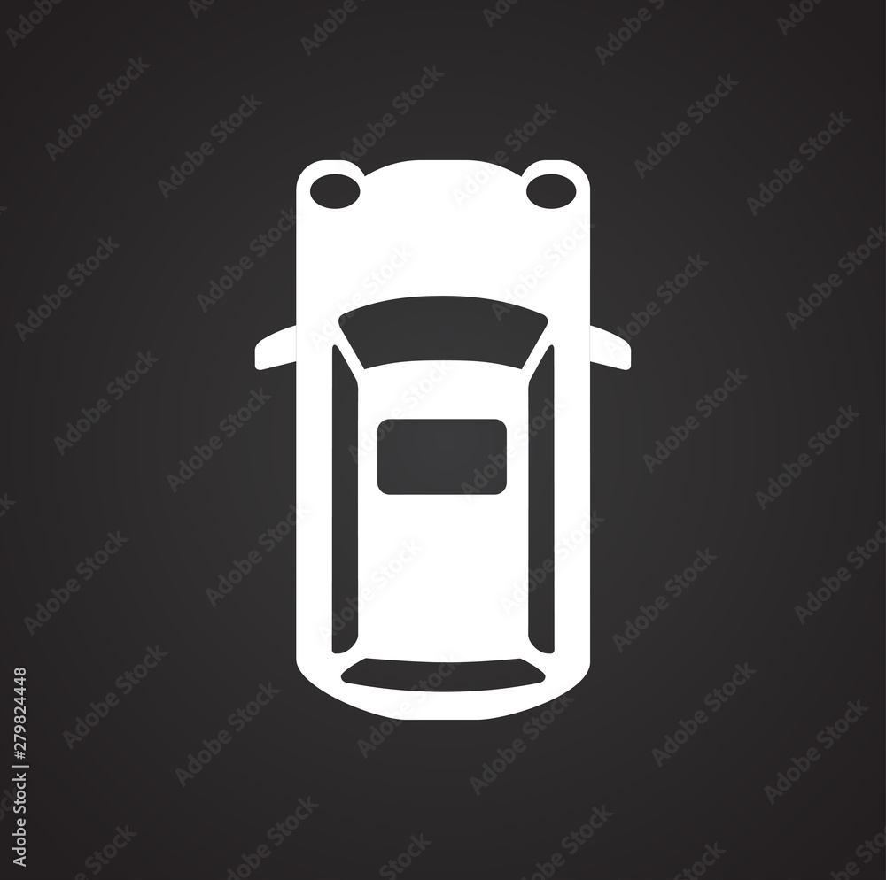 Poster car top view icon on background for graphic and web design. simple illustration. internet concept sy