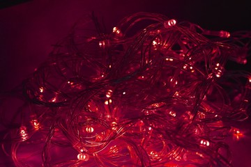 Red LED String Light  at night