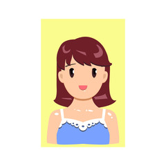 Vector illustration, smiling flat girl on a squared background.