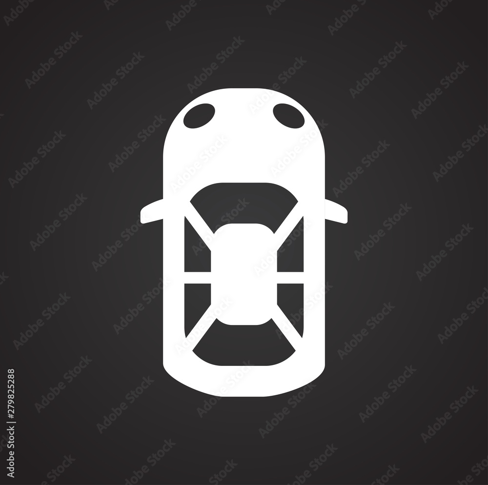 Poster car top view icon on background for graphic and web design. simple illustration. internet concept sy