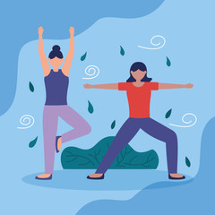 people yoga outdoor flat design image