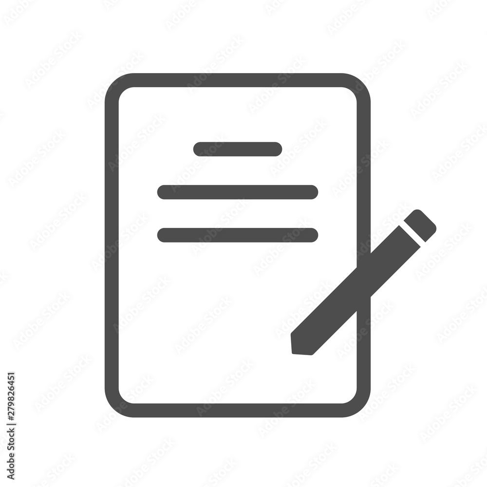 Poster writing letter vector icon isolated on white background. mail letter with pencil flat icon for web, 