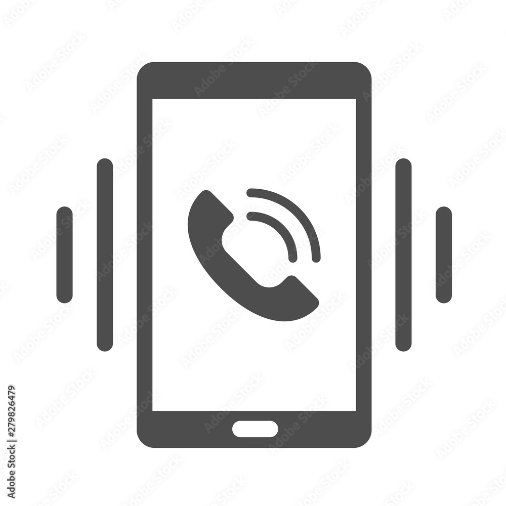 Poster calling smartphone vibration vector icon isolated on white background. ringing smartphone flat icon 