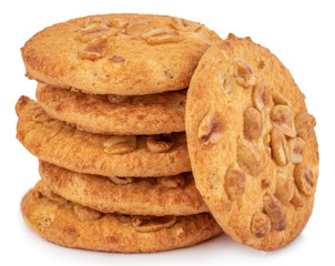 homemade cookies with peanut on white background