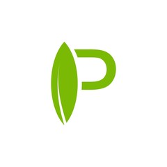 Letter P with Leaf logo design vector