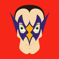 Superhero in Action. Superhero character . Icon in flat style