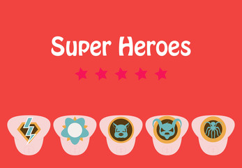 Set of Superhero color flat badges, emblems, logos. Superhero badge icon, power and protect insignia for superhero illustration