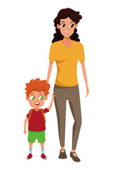 Family single parent with children cartoon