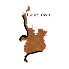 Flat icon map of Capetown.