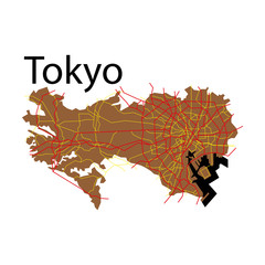 Flat Japan Tokyo - Top view map showing streets design on top