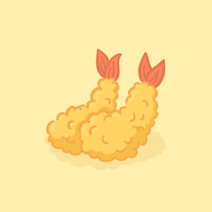 Tempura Shrimp Fried Japanese Food Ebifurai Vector Illustration Cartoon Icon