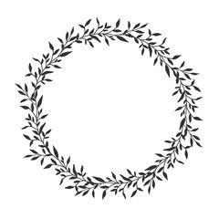 Hand drawn floral oval frame wreath on white background - 279831675