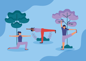 people yoga outdoor flat design image