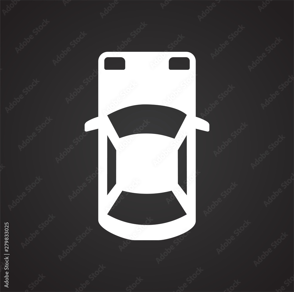 Poster car top view icon on background for graphic and web design. simple illustration. internet concept sy