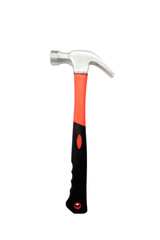 Red and black hammer on white background