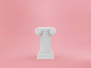 Abstract podium column on the pink background. The victory pedestal is a minimalist concept. 3D rendering.