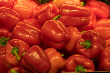 fresh Red bell peppers background.
